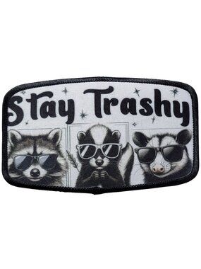 Stay Trashy Sublimation DYI Fabric Hat Patch Glue Iron On Sew Hat Patch